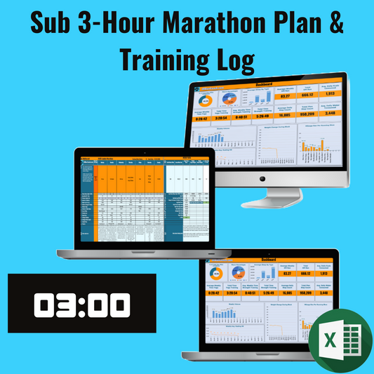 Sub 3-Hour Marathon High Mileage Plan (in MILES) - Excel Training Log