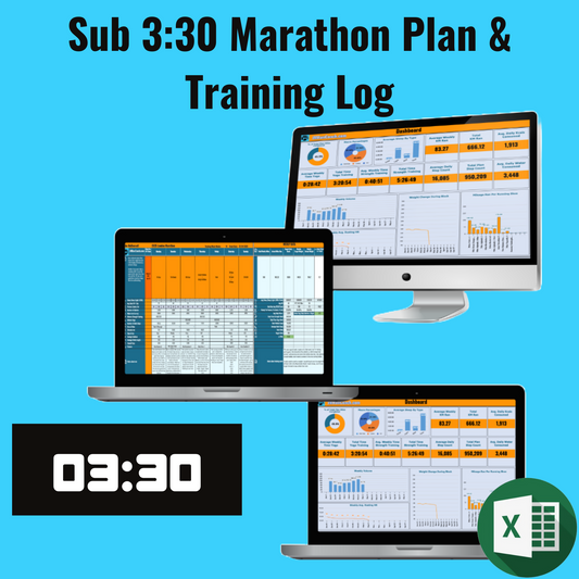 Sub 3:30 Marathon Medium Mileage Plan (in MILES) - Excel Training Log